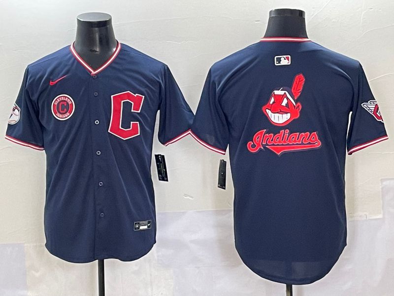Men 2025 Cleveland Indians Blank Dark Blue Game Nike MLB Jersey style 6->cleveland indians->MLB Jersey